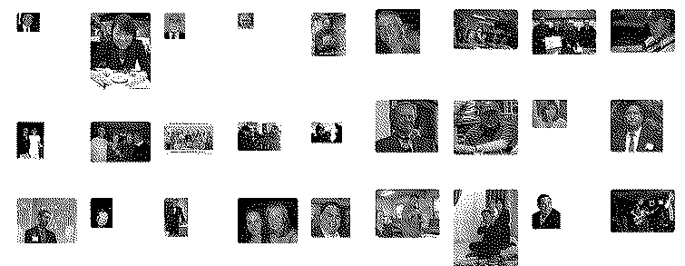 A dithered image of a sparce grid of images selected from the ImageNet dataset
