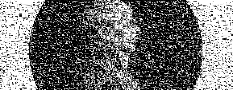 A dithered image of Napoleon in profile, cropped